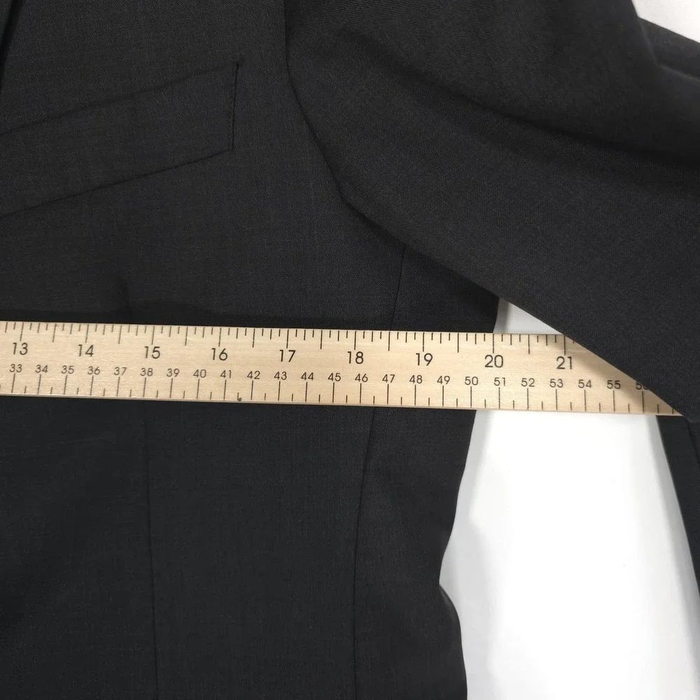 HUGO BOSS Mens Sport Coat Blazer 38S 100% Virgin Wool Business Charcoal Gray